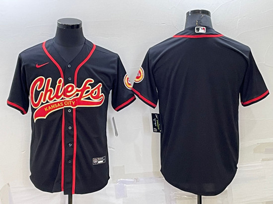 Men's Kansas City Chiefs Blank Black Cool Base Stitched Baseball Jersey
